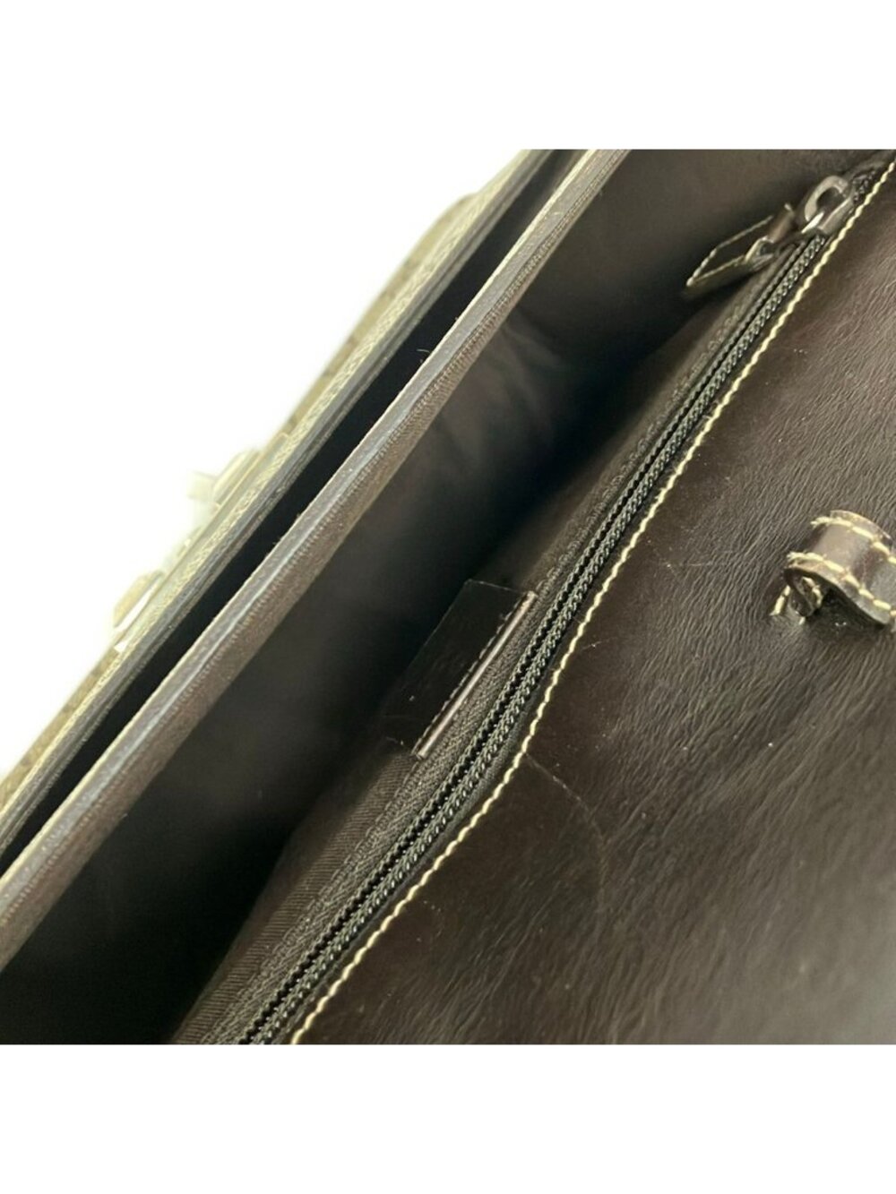 Gucci Handbag GG Plus Supreme Beige Dark Brown Leather - Picture 7 of 10